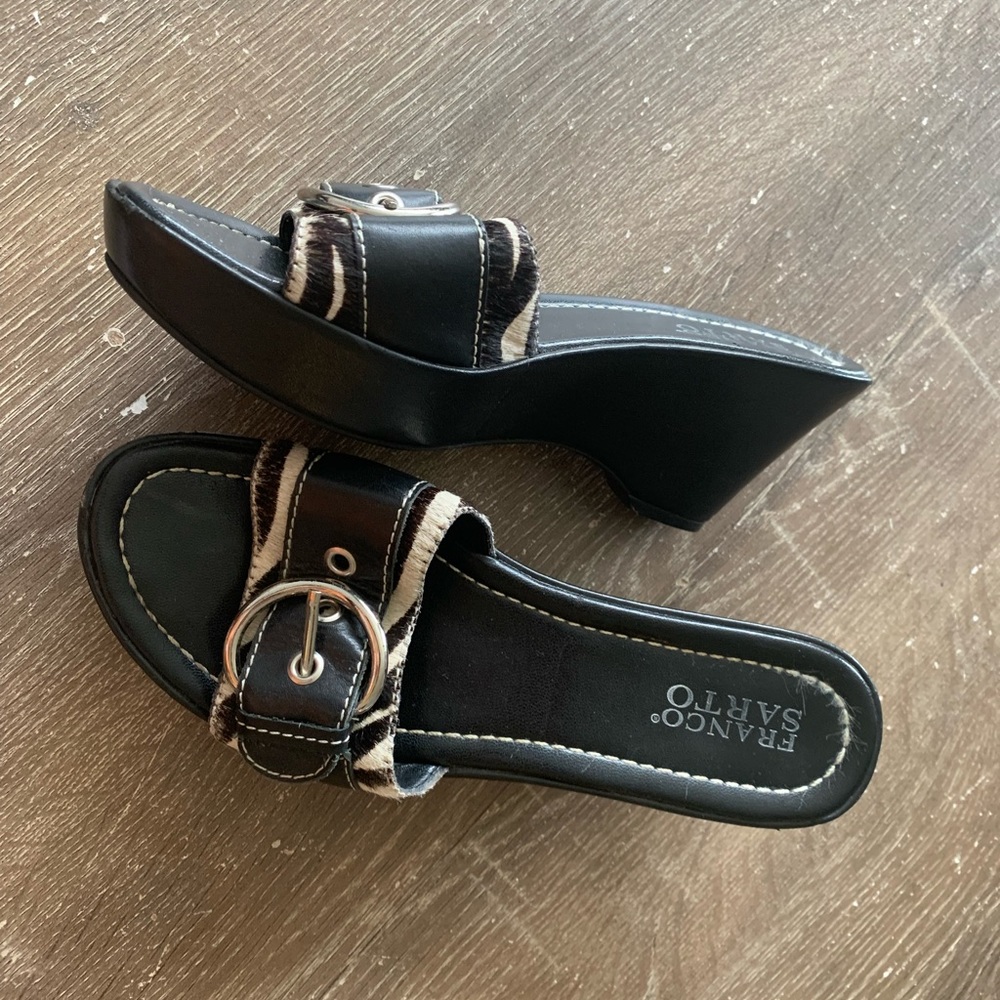 Franco Sarto zebra wedge slip on heels